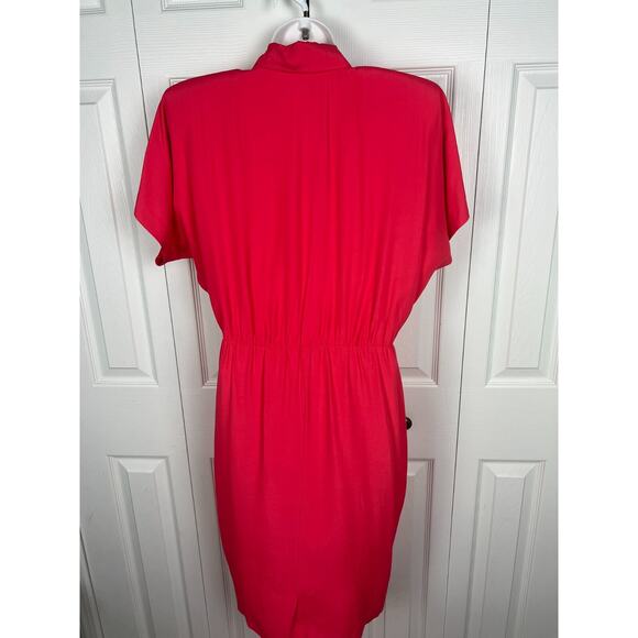 Vintage 80s Pink Secretary Career Office Shirt Dress Knee Length 10 Medium - Picture 8 of 8